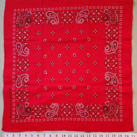 3 Vintage Paisley Bandanas Yellow Red Navy Blue Classic Paisley - Picture 3 of 5